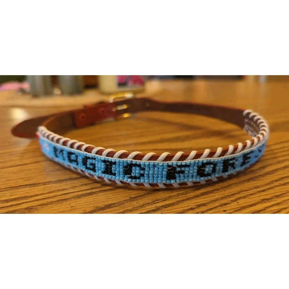 NOS Magic Forest Lake George NY Novelty Beaded Leather Belt Kids Youth Adult 22